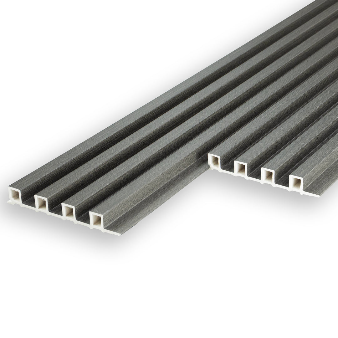 WPC Fluted Panels, Dark Gray, 10 Panels x 9 feet long.
