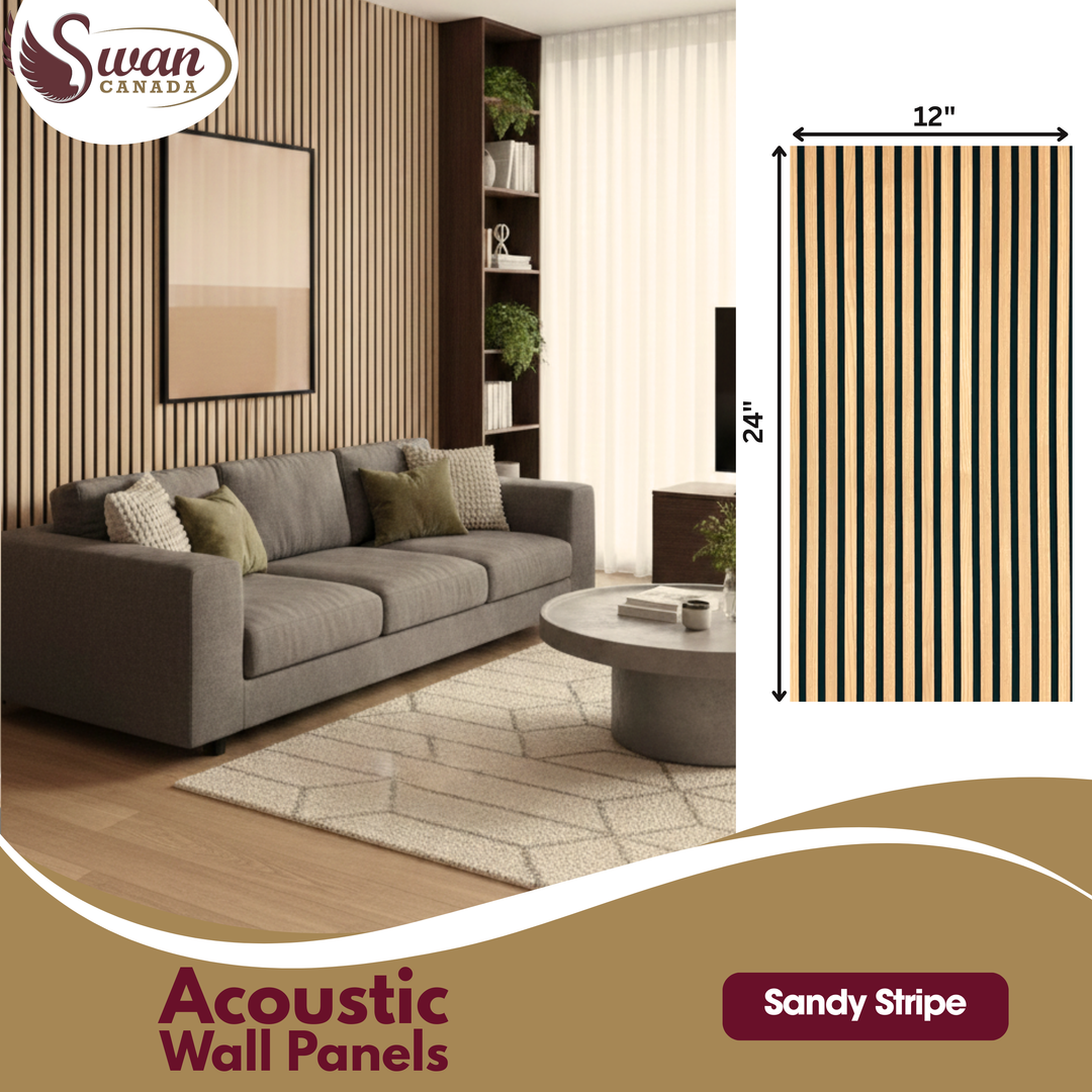 Acoustic Felt Panel, Sandy Stripe, 2ft x 4ft