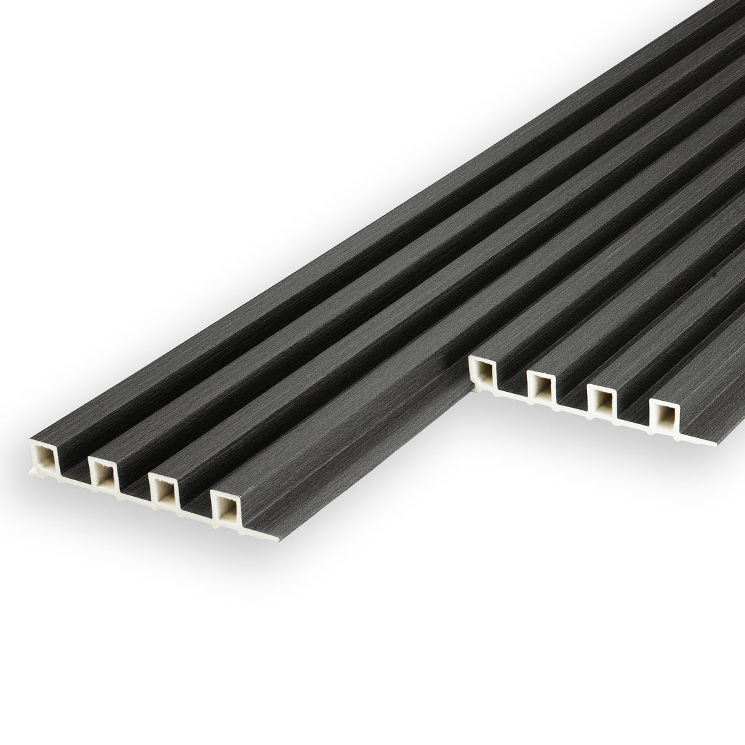 WPC Fluted Panels, Black Ash, 10 Panels x 10 feet long