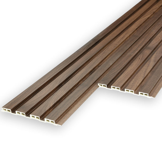 WPC Fluted Panels, Walnut Brown, 10 Panels x 10 feet long.