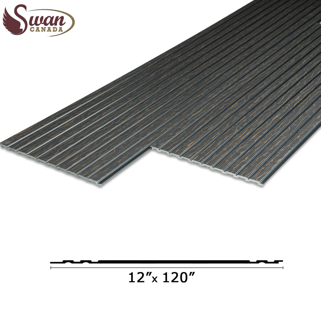 PS Fluted Panels, Brown Oak, 10 Panels x 10 feet long.
