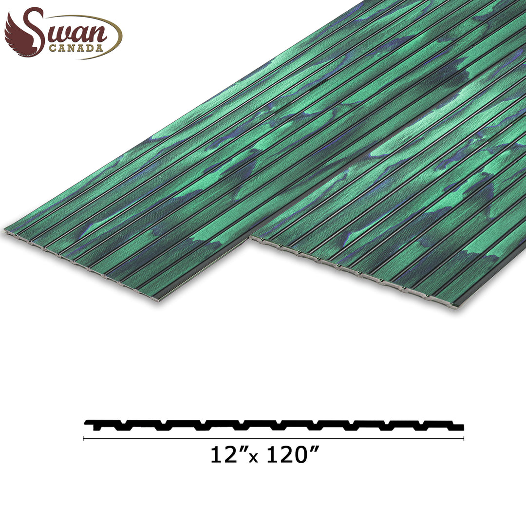 PS Fluted Panels, Green Flames, 10 Panels x 10 feet long.