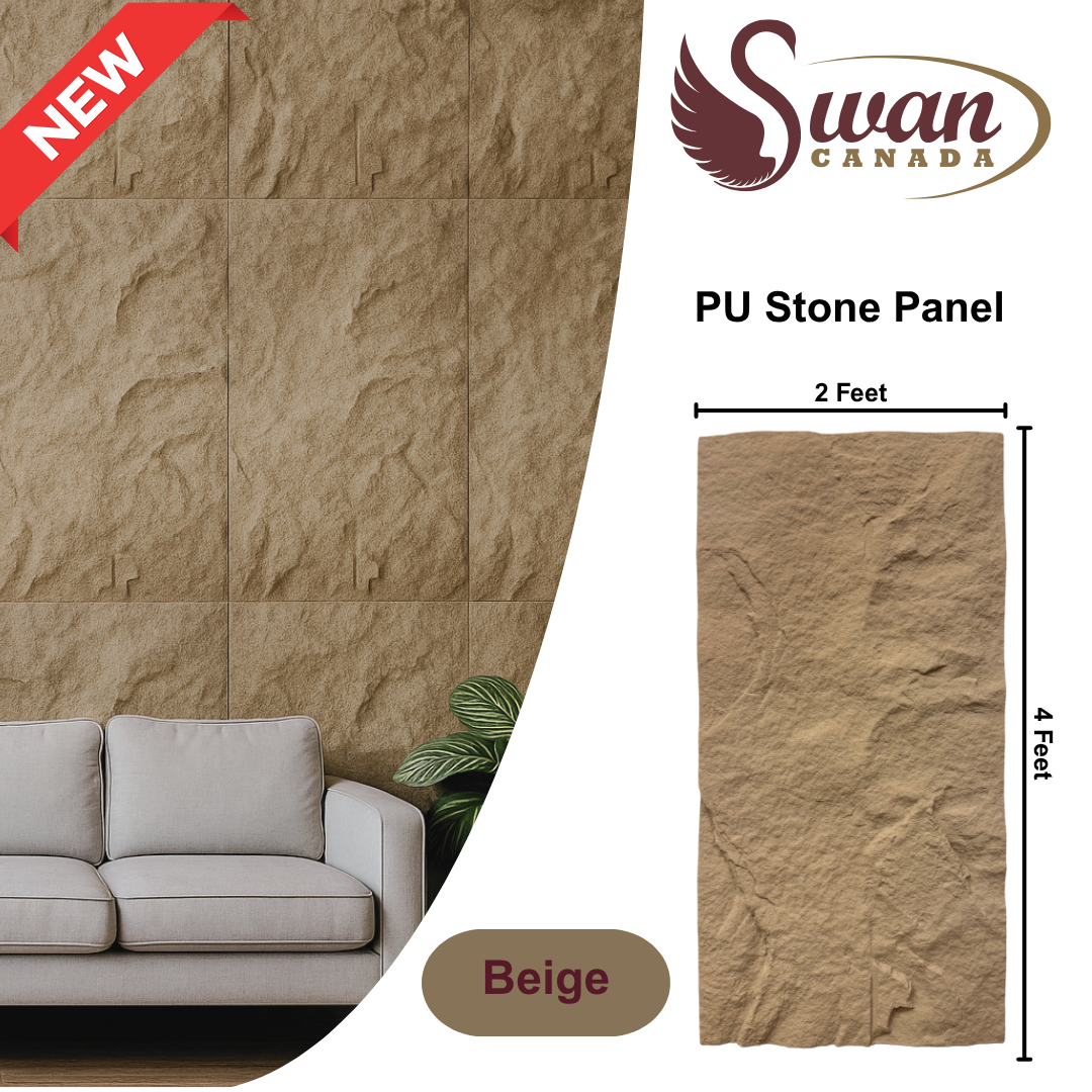PU Faux Stone, Beige Stone, 2 X 4 Feet, 10 Boards