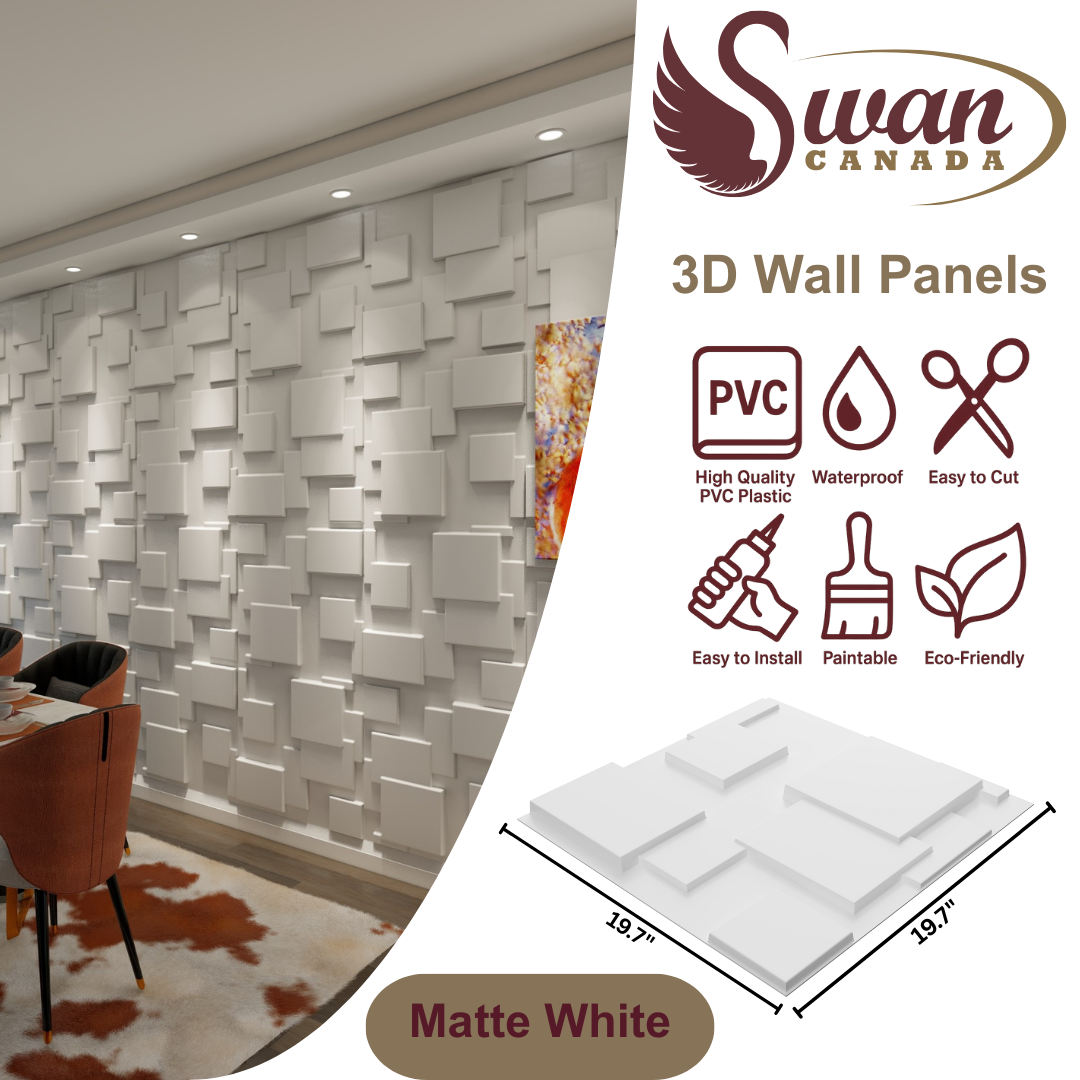 3D Wall Panels, Square Style, 19.7" x 19.7"