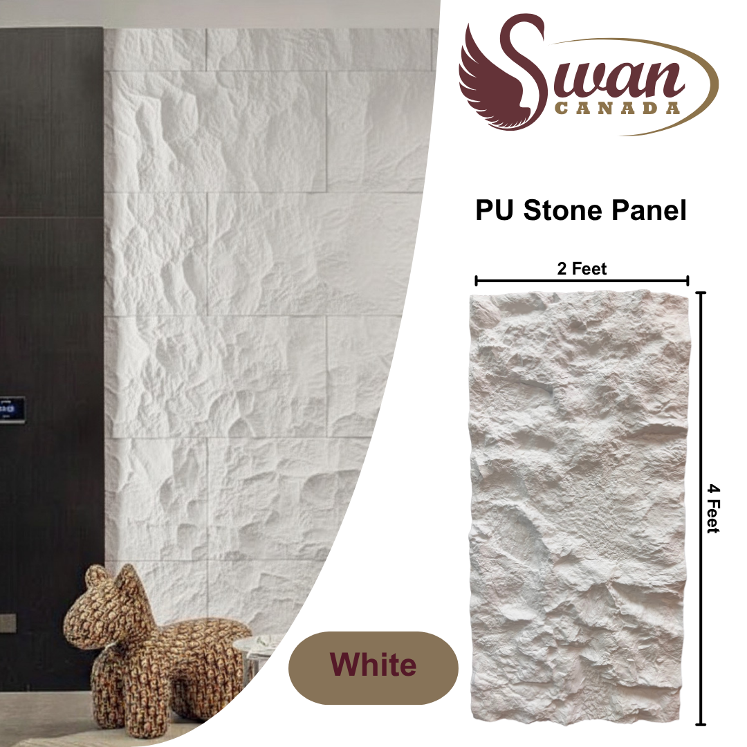 PU Faux Stone, Rough White Stone, 2 X 4 Feet, 6 Boards