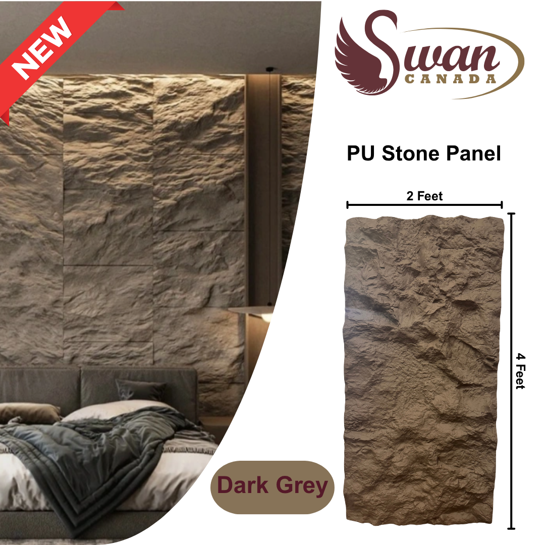 PU Faux Stone, Rough Grey Stone, 2 X 4 Feet, 6 Boards
