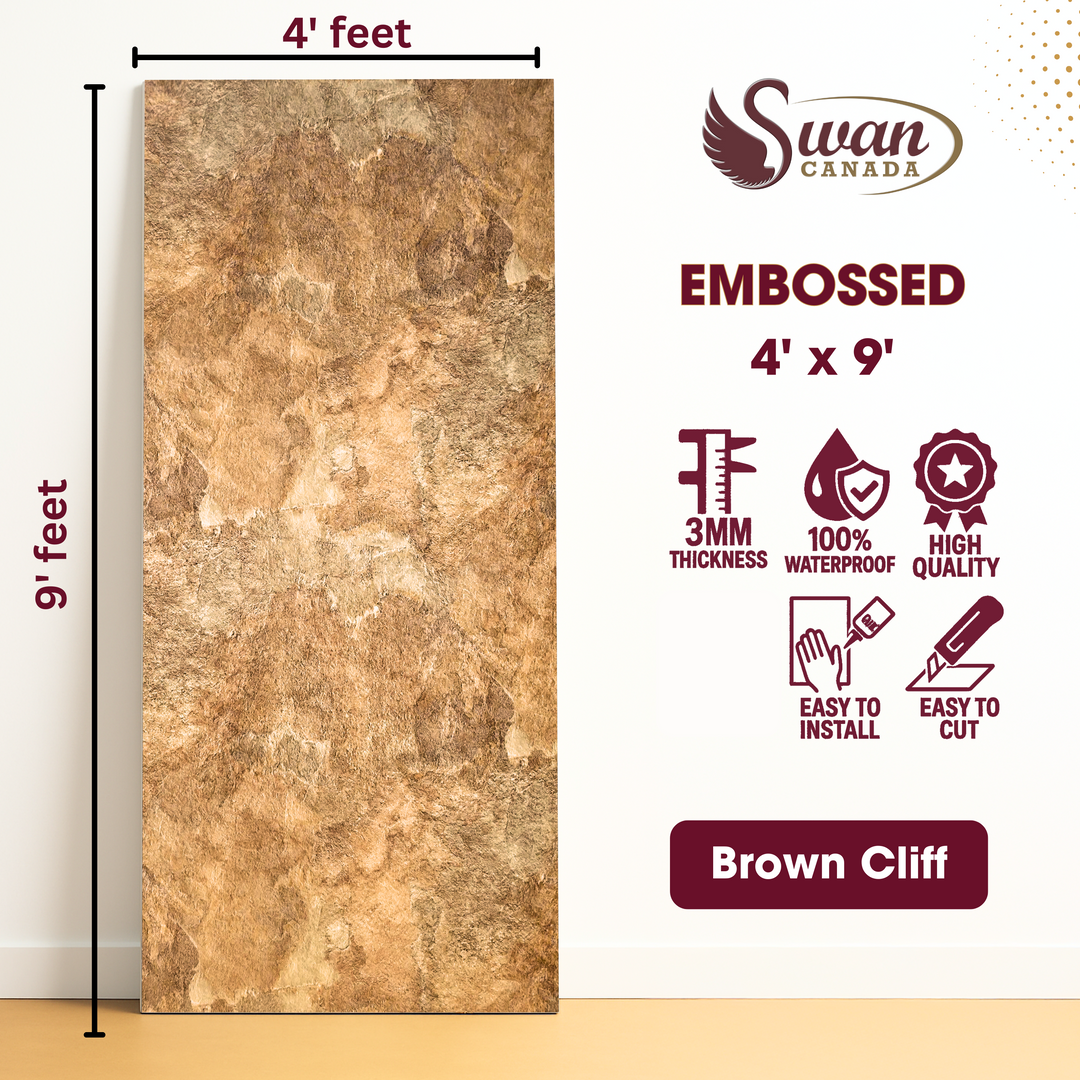 Embossed Board, Brown Cliff , 1 Sheet, 4 X 9 Feet