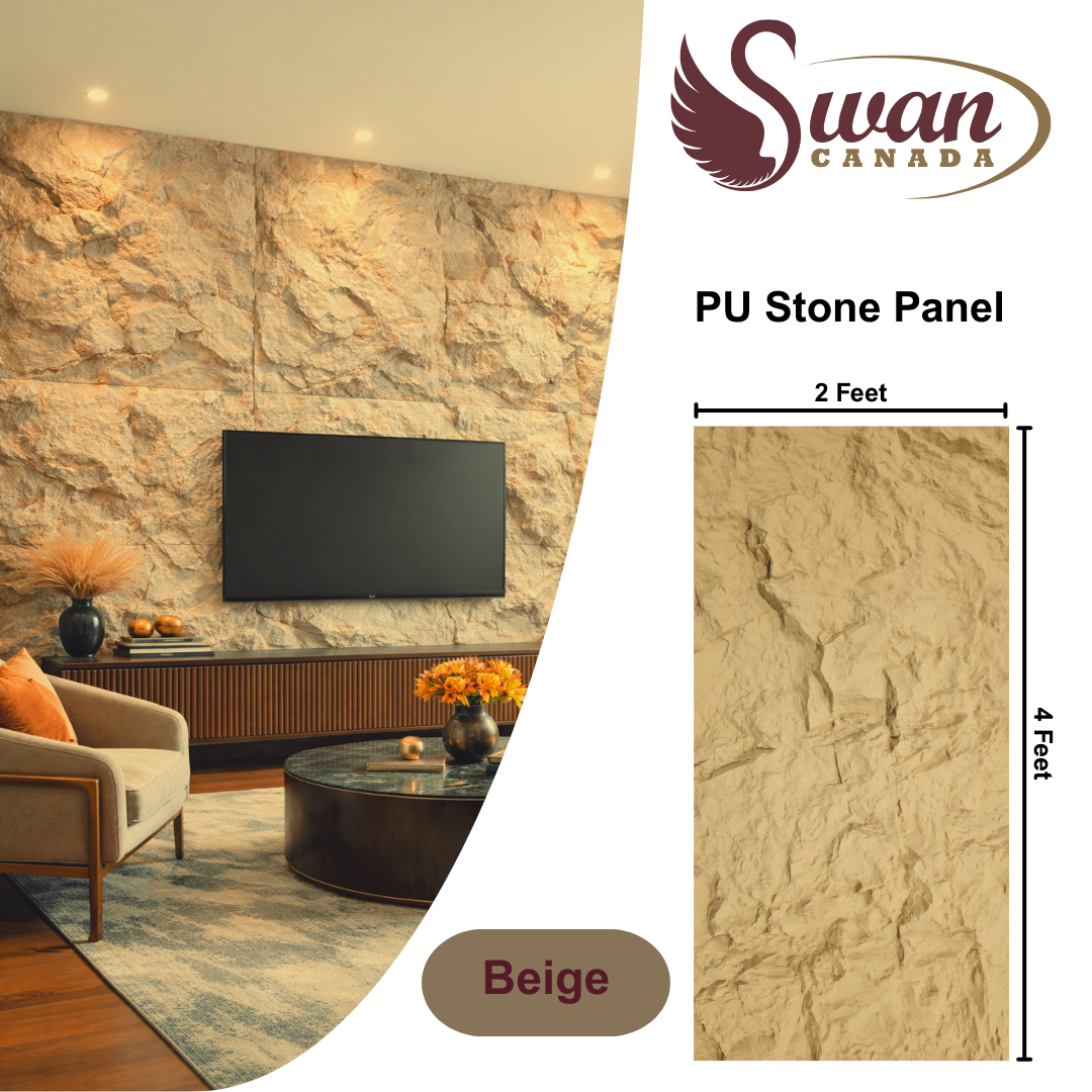 PU Faux Stone, Black Stone, 2 X 4 Feet, 10 Boards