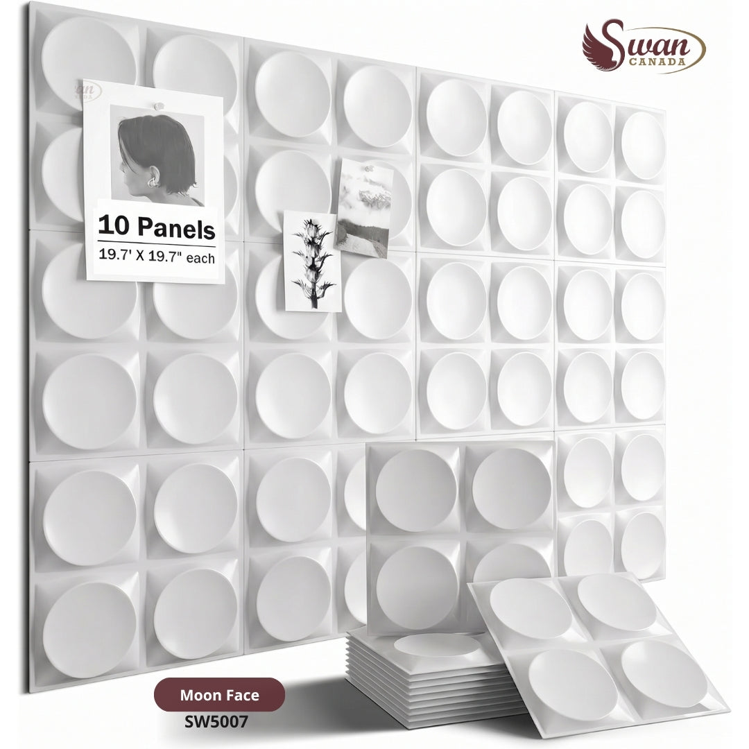 3D Wall Panels, Moon Face, 19.7" x 19.7"
