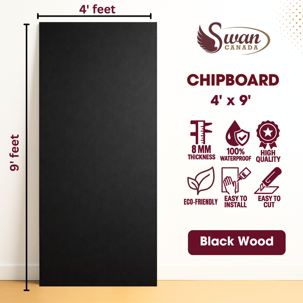 Chip Boards, Black Wood, 1 Board, 4 X 9 Feet