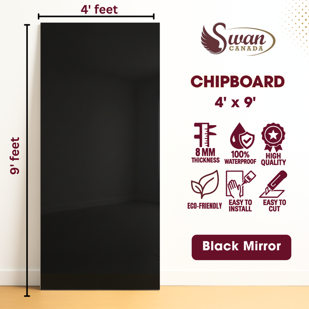Chip Boards, Black Mirror, 1 Board, 4 X 9 Feet