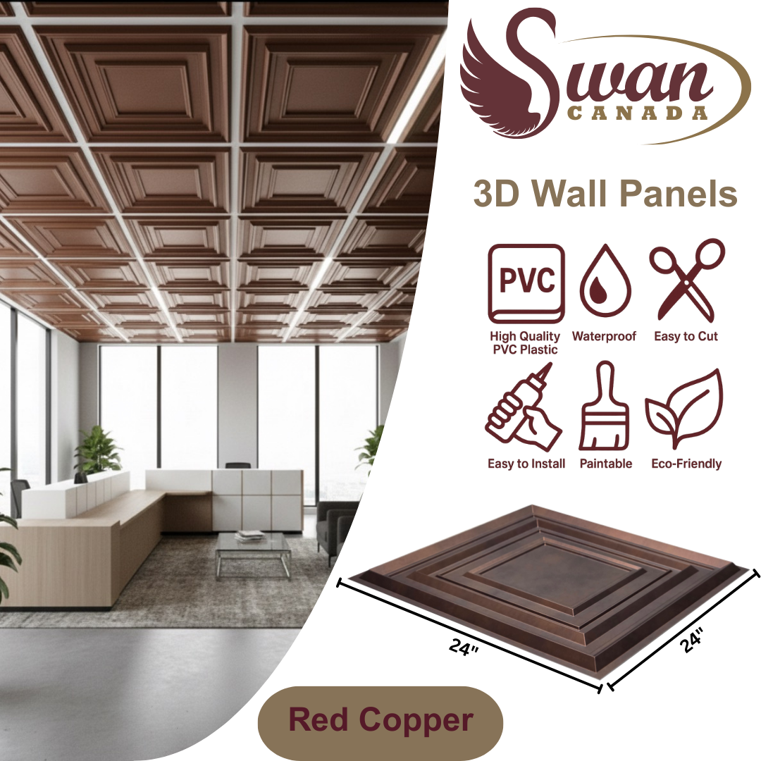 3D Wall Panels, Red Copper, 24" x 24"