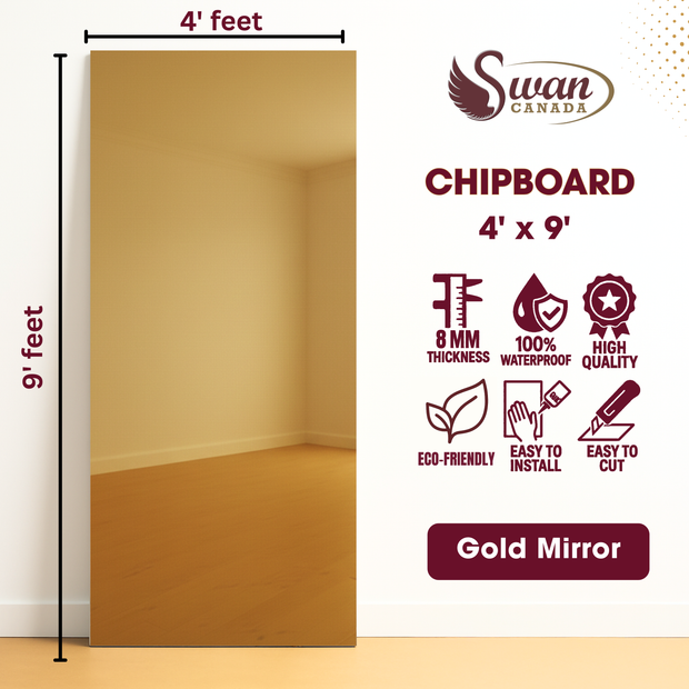 Chip Boards, Gold Mirror, 1 Board, 4 X 9 Feet