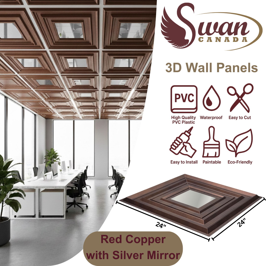 3D Wall Panels, Red Copper, 24" x 24"
