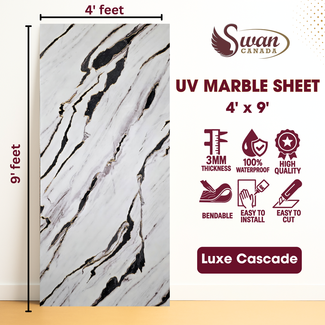 Feuilles de marbre UV, Twilight Gleam, 1 feuille, 4 x 9 pieds 