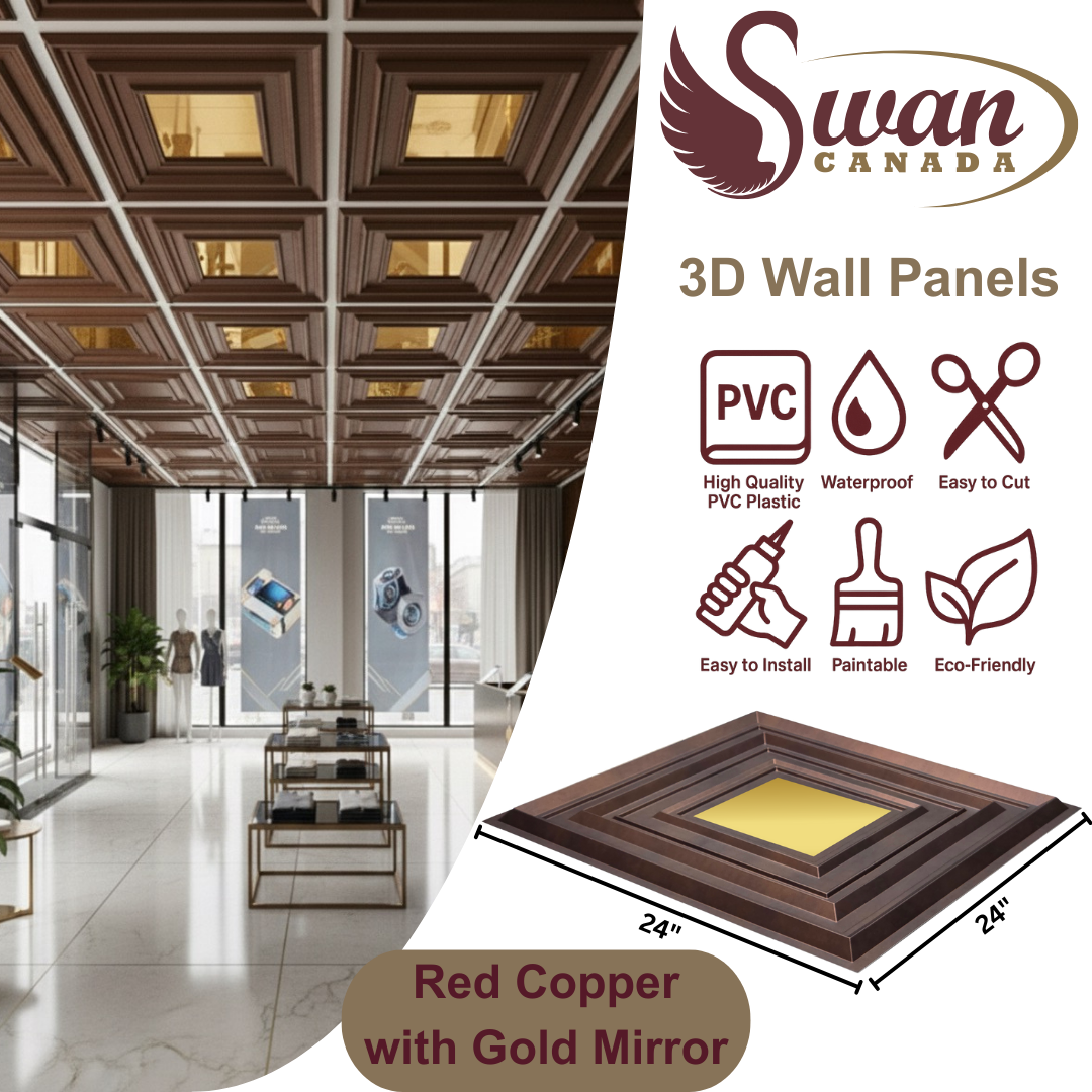 3D Wall Panels, Red Copper, 24" x 24"