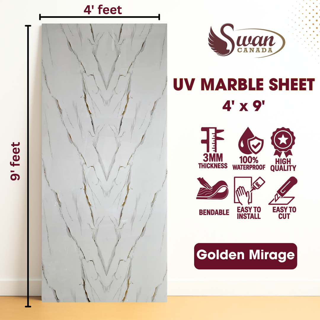 UV Marble Sheets, Golden Mirage, 1 Sheet, 4 X 9 Feet