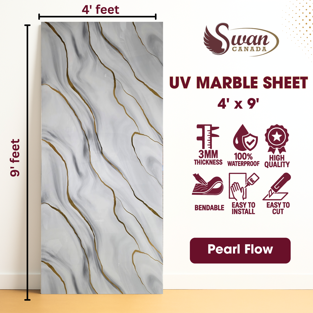 Feuilles de marbre UV, Twilight Gleam, 1 feuille, 4 x 9 pieds 