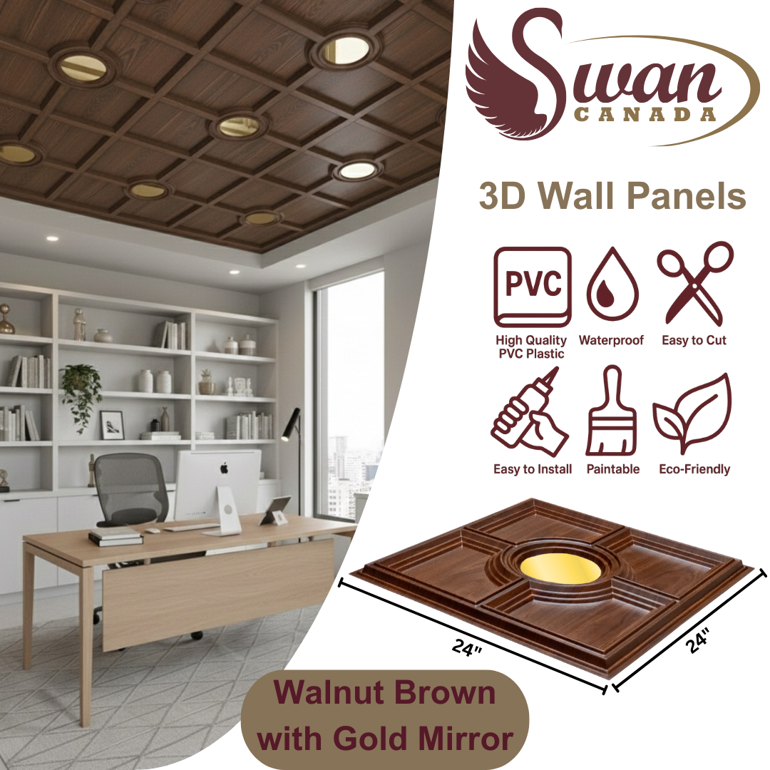 3D Wall Panels, Walnut Brown, 24" x 24"