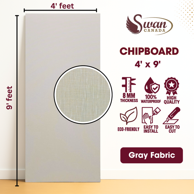Chip Boards, Gray Fabric, 1 Board, 4 X 9 Feet