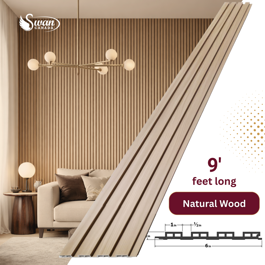 WPC Fluted Panels, Natural Wood, 10 Panels x 9 feet long.