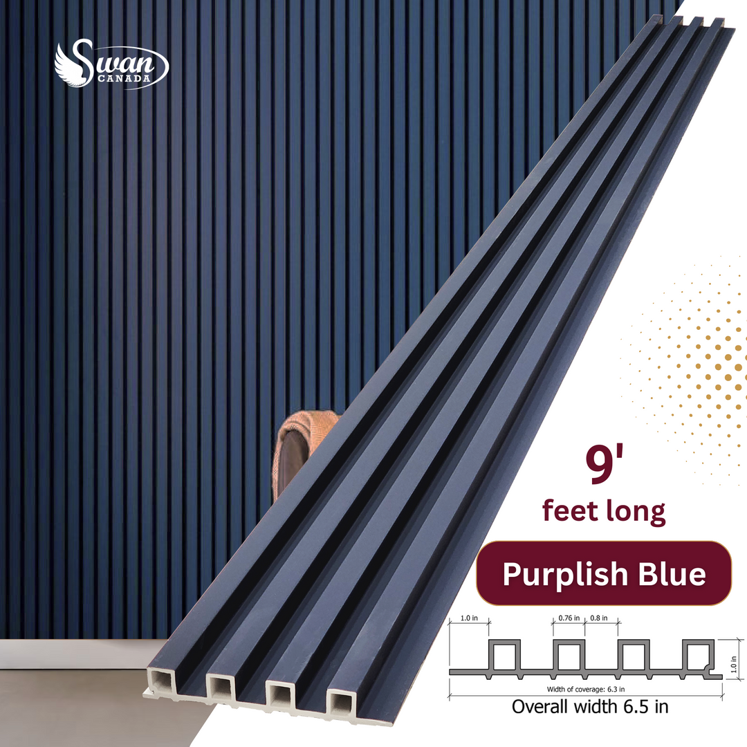 WPC Fluted Panels, Purplish Blue 10 Panels x 9 feet long.