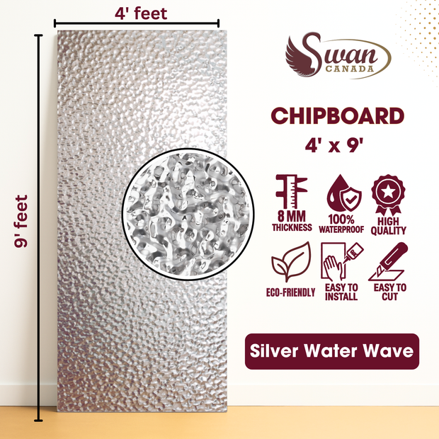 Chip Boards, Silver Water Wave, 1 Board, 4 X 9 Feet