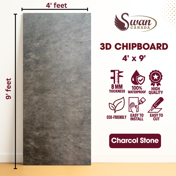 Chip Boards, Charcoal Stone, 1 Board, 4 X 9 Feet