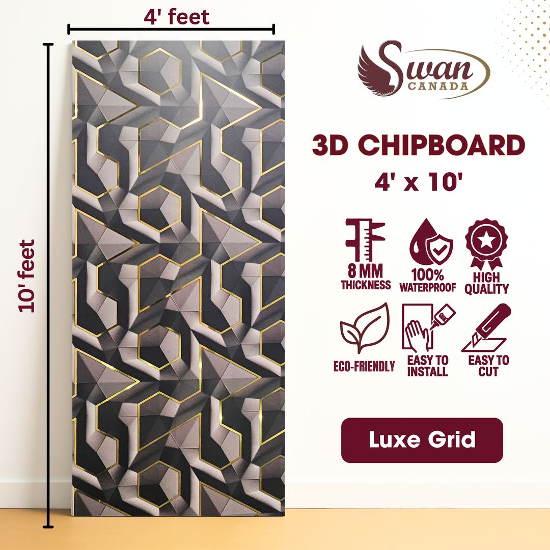 Panneau en relief, veines d'or Blackshi, 1 feuille, 4 x 9 pieds 