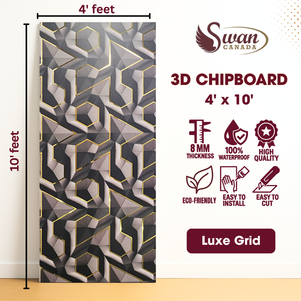 Chip Boards, Luxe Grid, 1 Board, 4 X 10 Feet