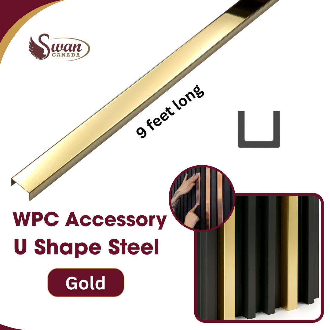 WPC U shape stainless steel trim, 9 Feet long