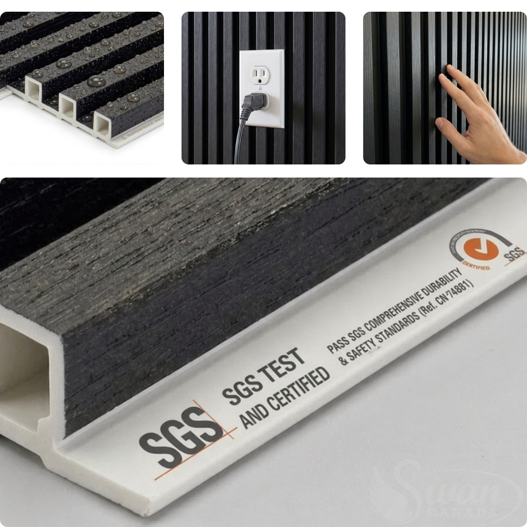 WPC Fluted Panels, Walnut Brown, 10 Panels x 9 feet long.