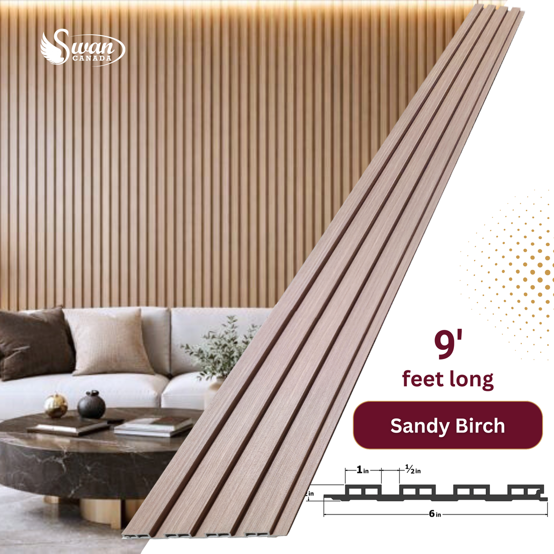 WPC Fluted Panels, Sandy Birch, 10 Panels x 9 feet long.