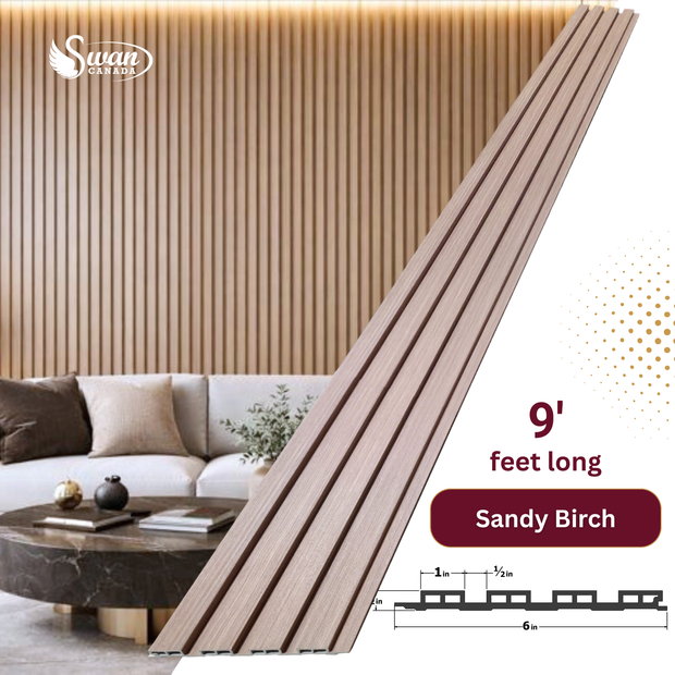 WPC Fluted Panels, Sandy Birch, 10 Panels x 9 feet long.
