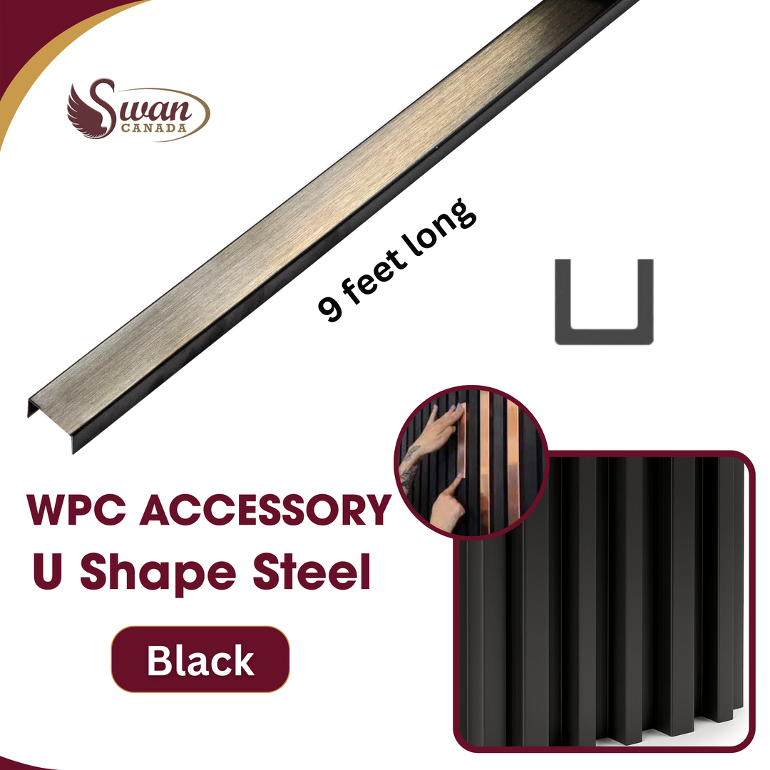 WPC U shape stainless steel trim, 9 Feet long