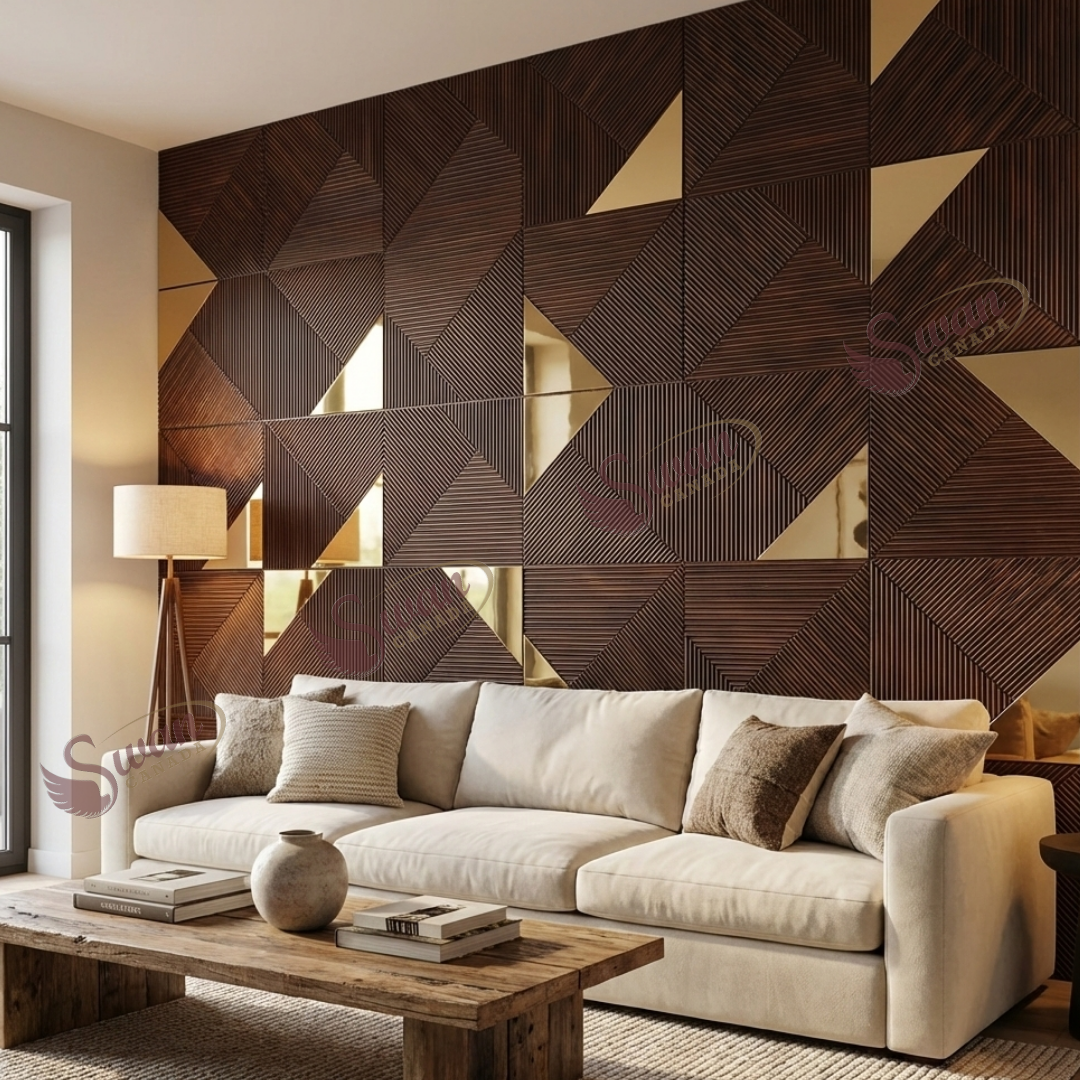 3D Wall Panels, Walnut Brown, 19.7" x 19.7"