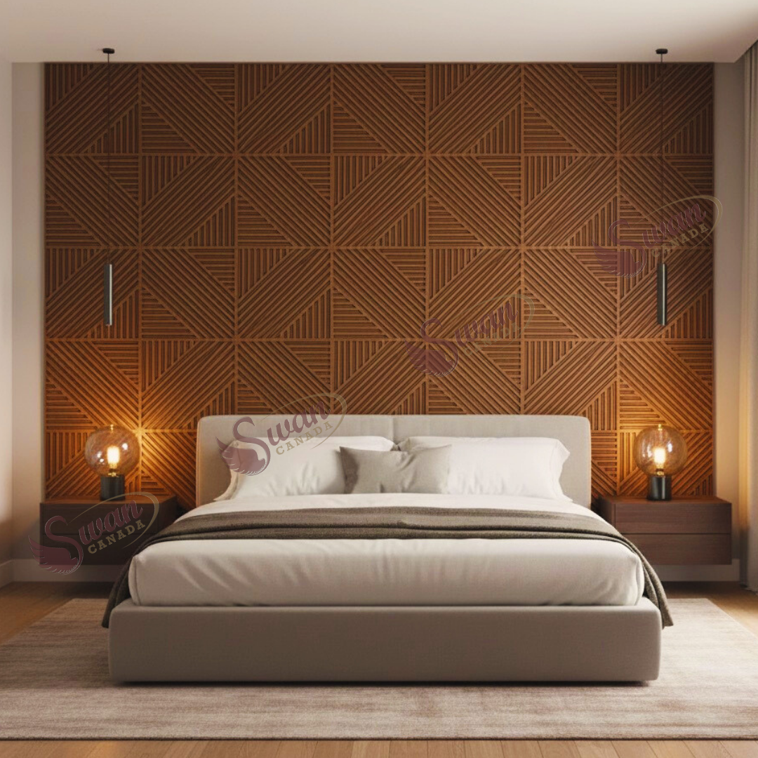 3D Wall Panels, Walnut Brown, 19.7" x 19.7"