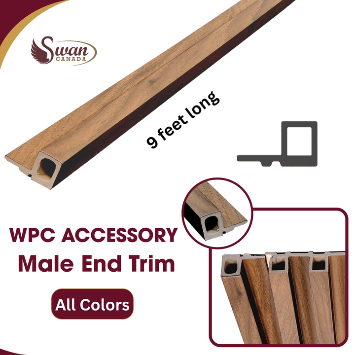 WPC Male End Trim,  1-in X 1.75-In X 9 Feet Long
