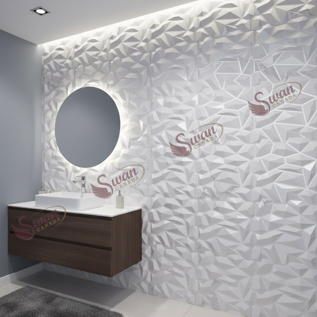 3D Wall Panels, Ivory Marble, 19.7" x 19.7"