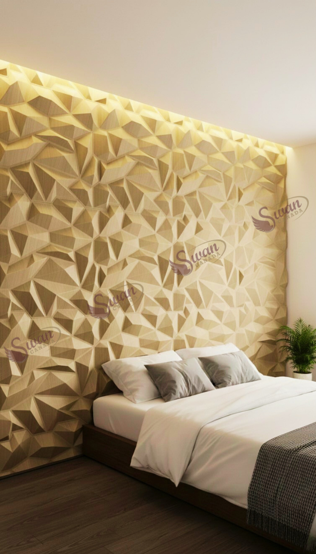 3D Wall Panels, Oak Wooden, 19.7" x 19.7"
