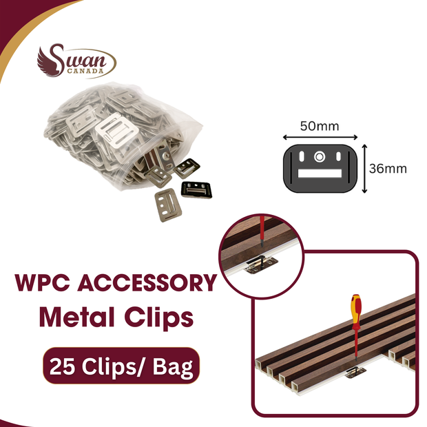 WPC Metal Clips, 1 3/16 ″ x 1 37/64 ″, Bag of 25 Clips