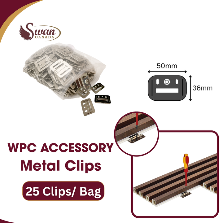 WPC Metal Clips, 1 3/16 ″ x 1 37/64 ″, Bag of 25 Clips