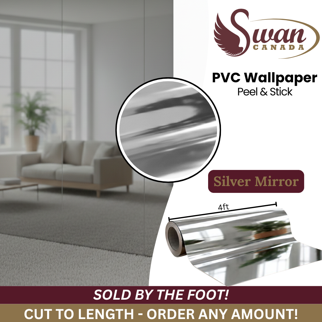 PVC Wallpaper Sticker, Silver Mirror