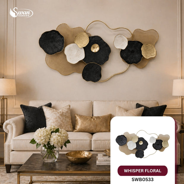 Décoration murale, motif de fleurs monochromes, 43,5 po x 22,75 po, 1 pièce