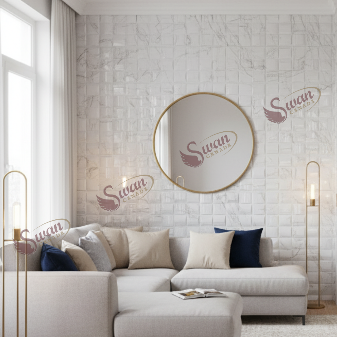 3D Wall Panels, Ivory Marble, 19.7" x 19.7"