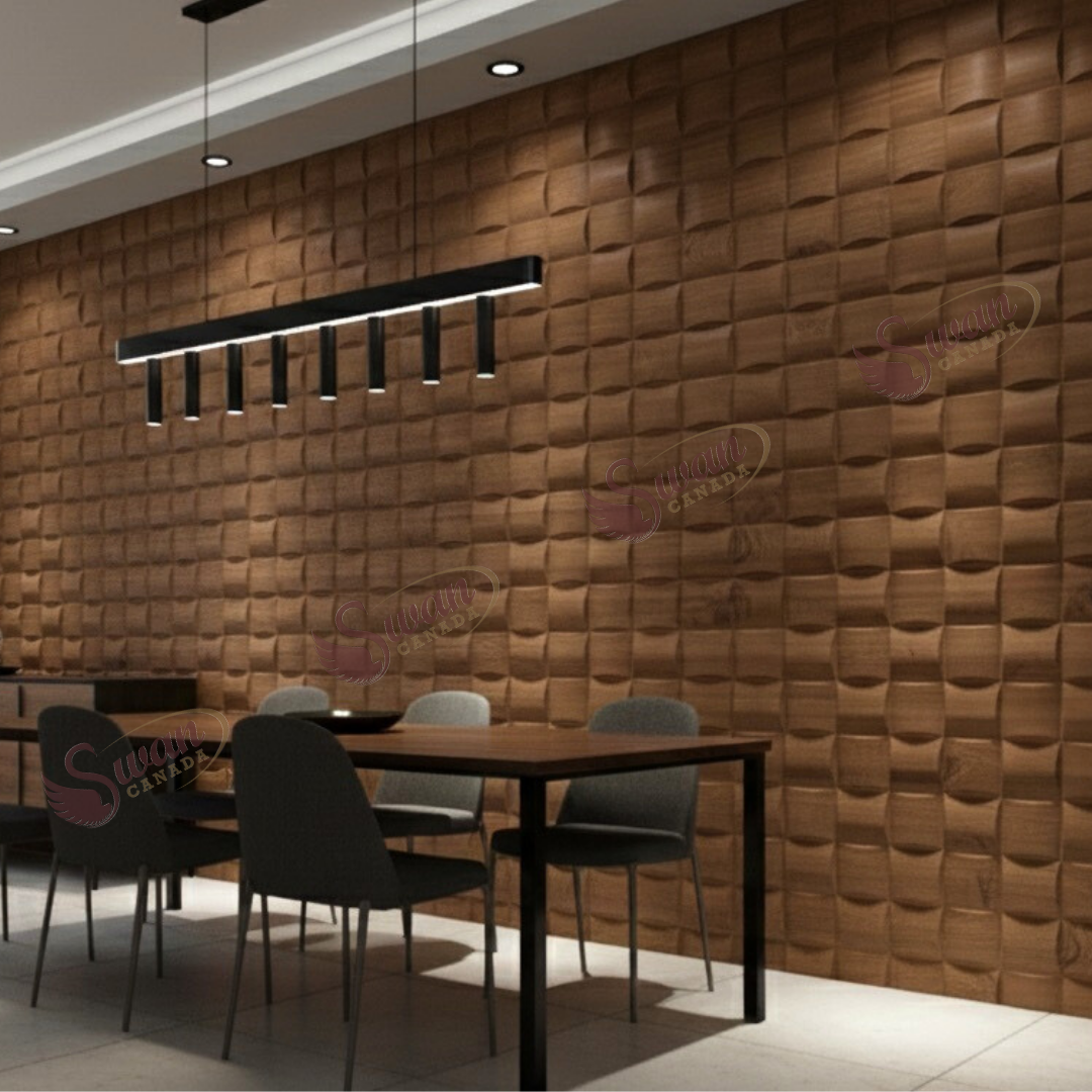 3D Wall Panels, Walnut Brown, 19.7" x 19.7"