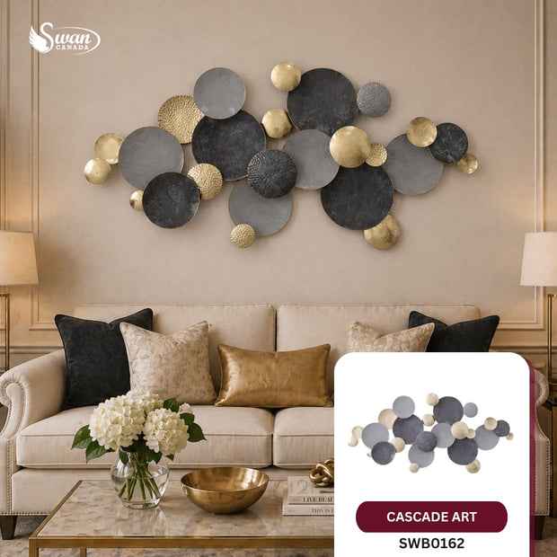 Décoration murale décorative, cascade dorée, 61,75 po de largeur x 30,25 po, 1 pièce