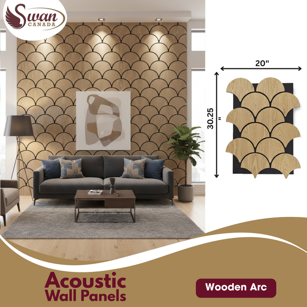Acoustic Wall Panels, Wooden Arc, 4 Panels, 2 x 2.5 Feet