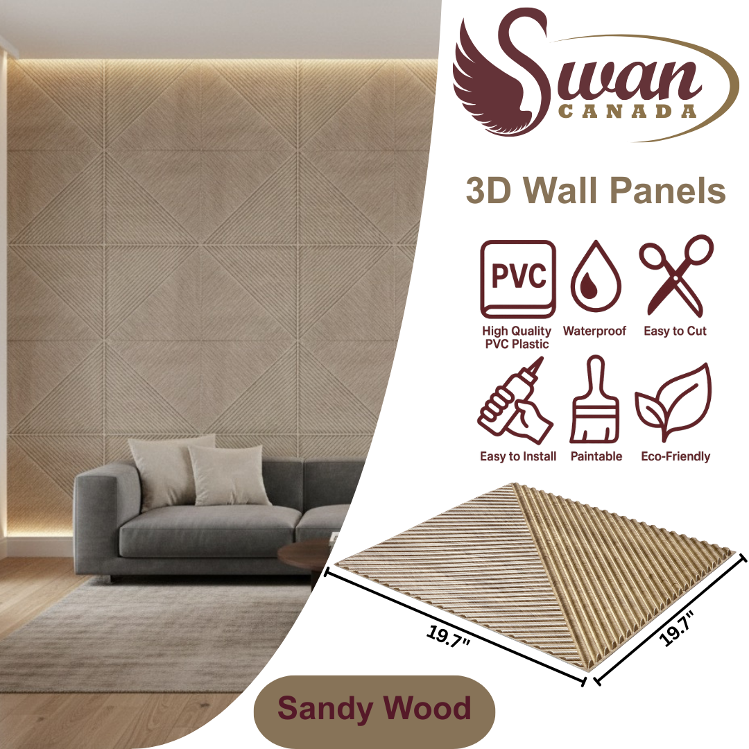 3D Wall Panels, Sandy Wood, 19.7" x 19.7"