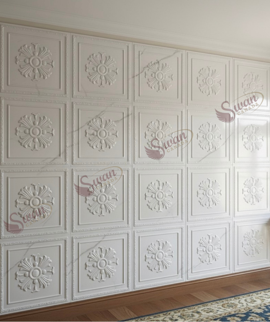 3D Wall Panels, Ivory Marble, 19.7" x 19.7"